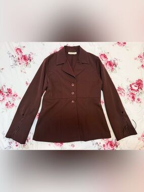 Marla Kim Brown Button Front Blazer Jacket